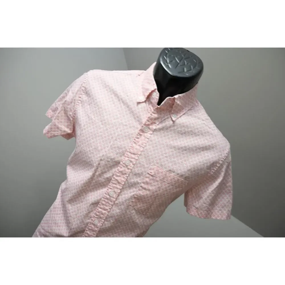 J Crew Flex Wash‎ Dress Shirt Floral Pink Button Up Long Sleeve Mens Sz Small